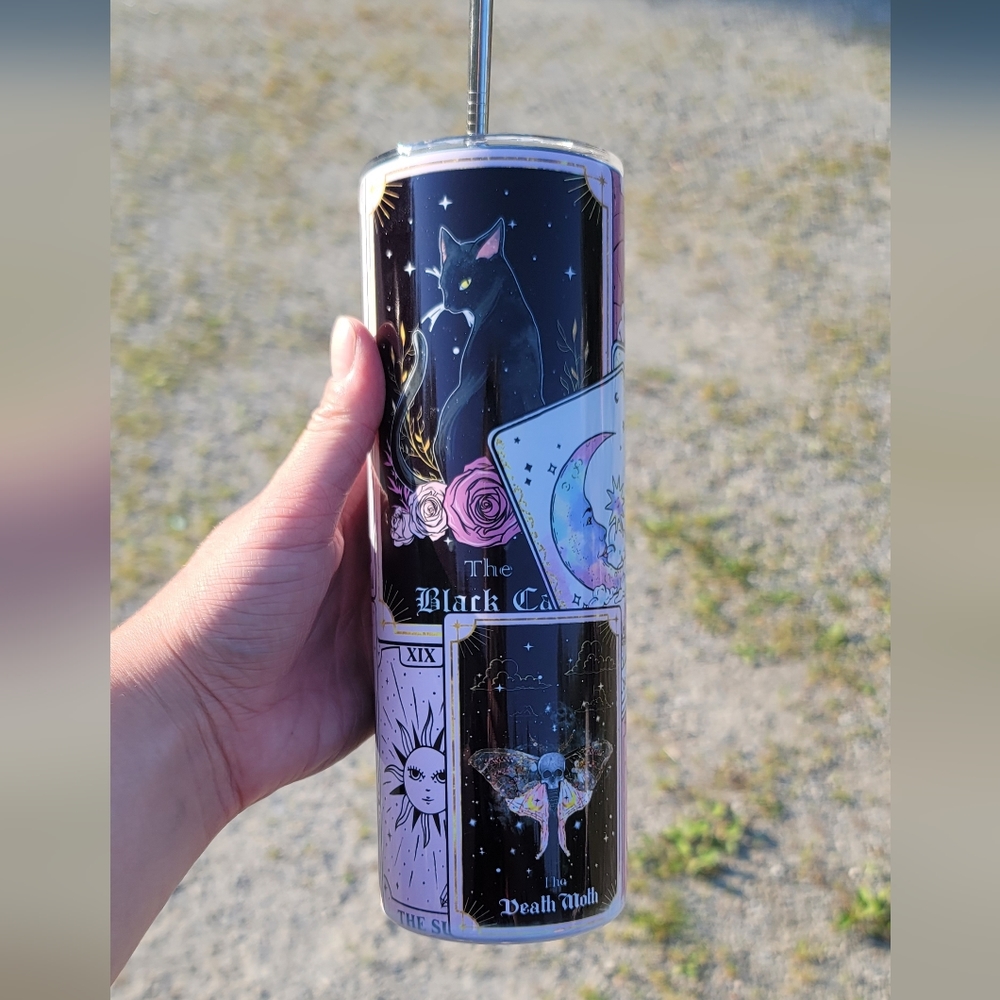 Tarot Card 20 oz Pink Tumbler Cup Double Walled Insulated HOT/COLD Drinks New